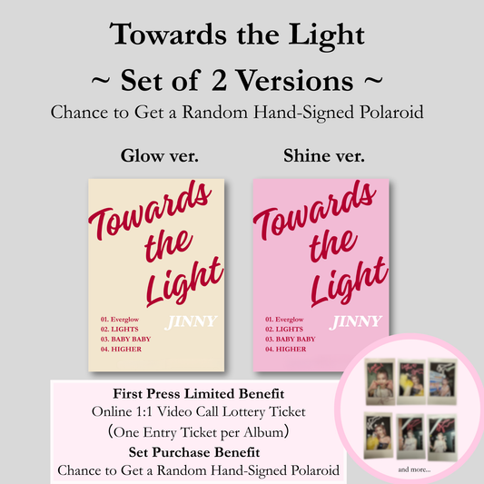 [First Press Limited Edition] JINNY – 1st Mini Album [Towards the Light] (2 Versions Set + Chance to Get a Random Hand-Signed Polaroid)