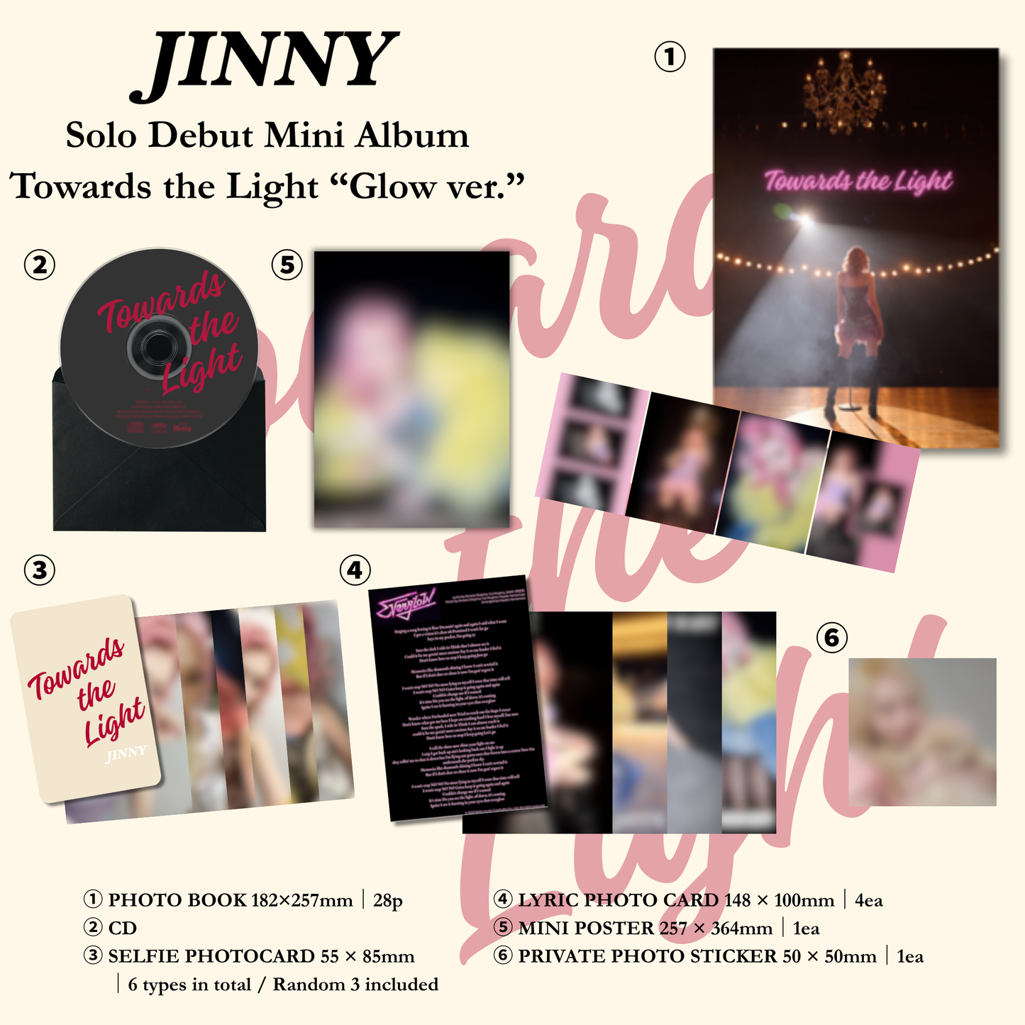 [First Press Limited Edition] JINNY – 1st Mini Album [Towards the Light] (Glow ver.)
